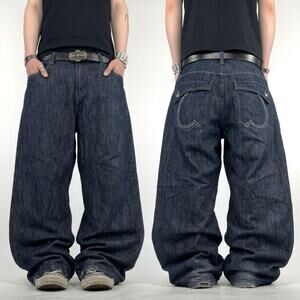 Vintage y2k grunge dark wash skater baggy wide leg rare archive jeans